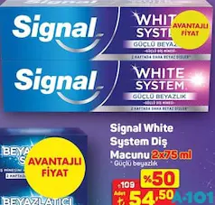 SİGNAL WHİTE SYSTEM DİŞ MACUNU 2X75 ML indirimli fiyat SİGNAL WHİTE SYSTEM DİŞ MACUNU 2X75 ML fiyat ve kampanya bilgisi